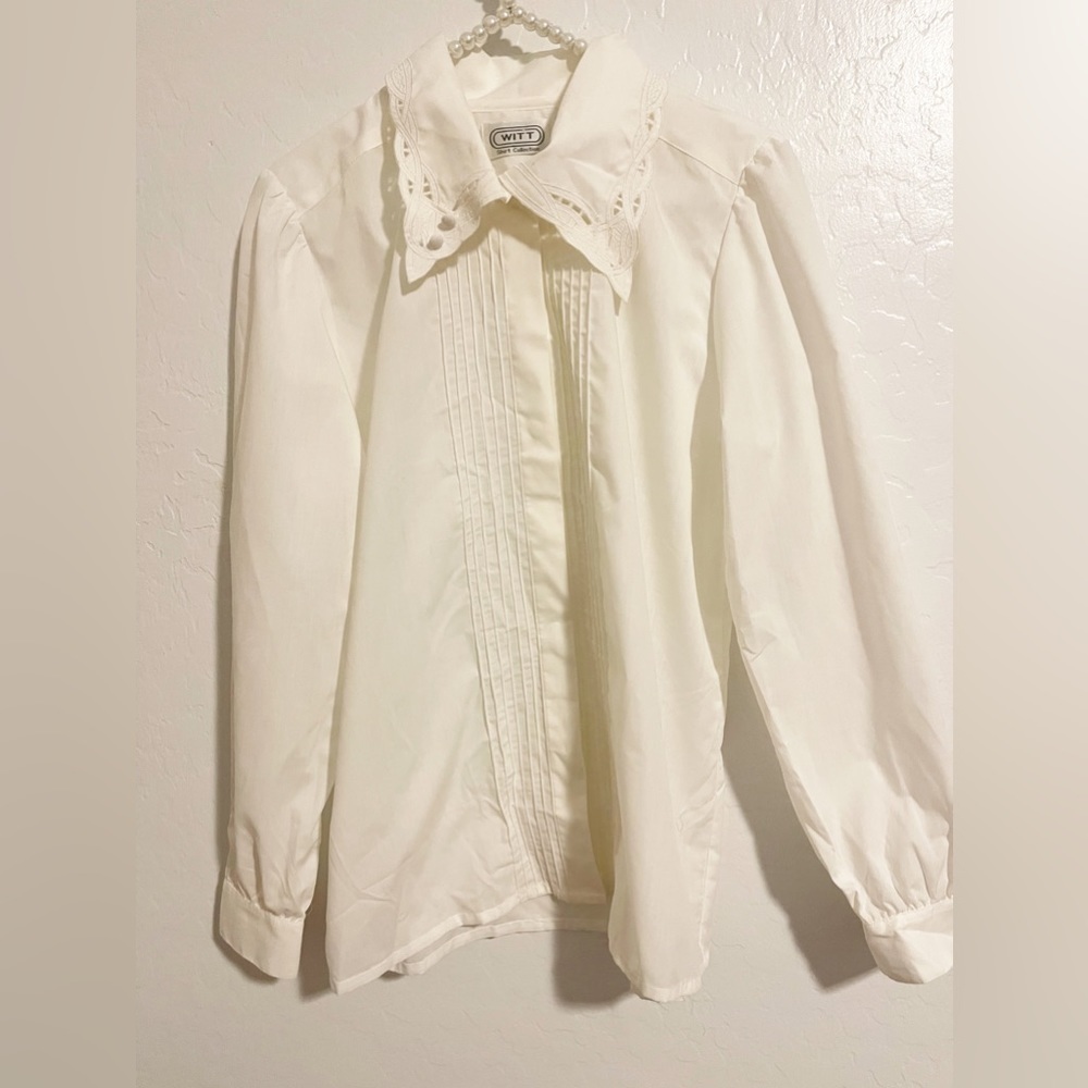 Witt White Vintage Button down Blouse Size 8